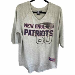 NFL Team Apparel New England Patriots Beaded Short Sleeve Gray Shirt